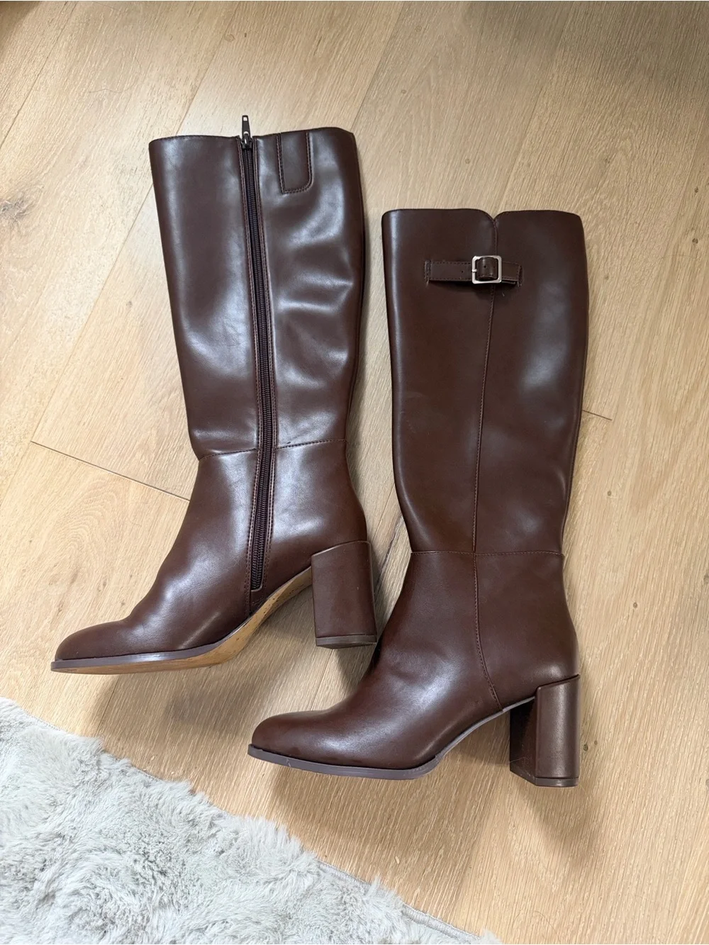 DSW Dark Brown Knee-High Block Heel Riding Boots